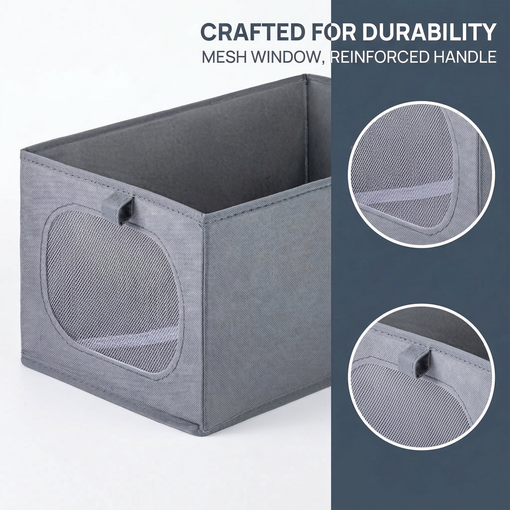 Unique Bargains Fabric Storage Bin With Bottom Dark Grey 18.5*11.8*9.8in