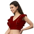thumbnail image 2 of eloria Women Ruffle Sleeveless&nbsp; Saree Blouse V Neck Summer Casual Sari Top Color : Marron, SIZE : 34, 2 of 5