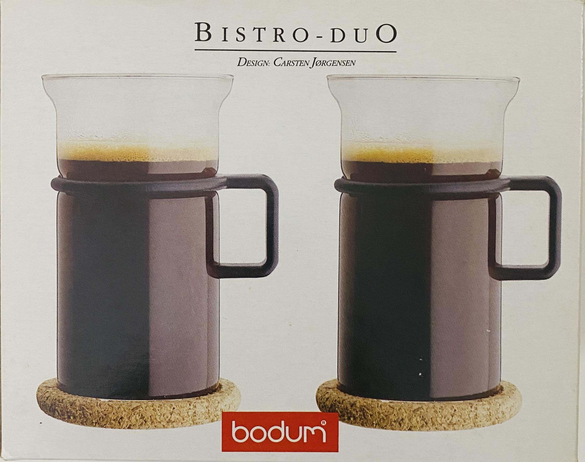 Bodum Bistro-duo Espresso Glass Cups with Cork Coasters - Black