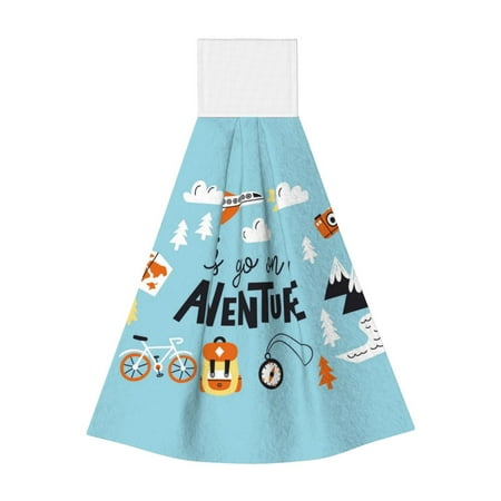 

Adobk Let s Go on an Adventure Print Coral Velvet Hand Wipes Fashion Hanging Kitchen Towel for Bathroom Washcloth Absorbent Tie Towel