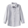 thumbnail image 3 of FYDUU Kids Boys Girls Long Sleeve Striped Shirts Children's Button Down Dress Shirts Formal School Uniform Tops Back To School Clothes 10-11 Years, 3 of 6