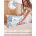 thumbnail image 5 of Hokiten Pillow Cases Standard Size Set of 2, Lumbar Pillow Covers, Ocean Blue Coral Satin Pillowcases with Zipper for Hair/Skin, Coastal Starfish Shell Seahorse Grey 20x26 Inches, 5 of 6