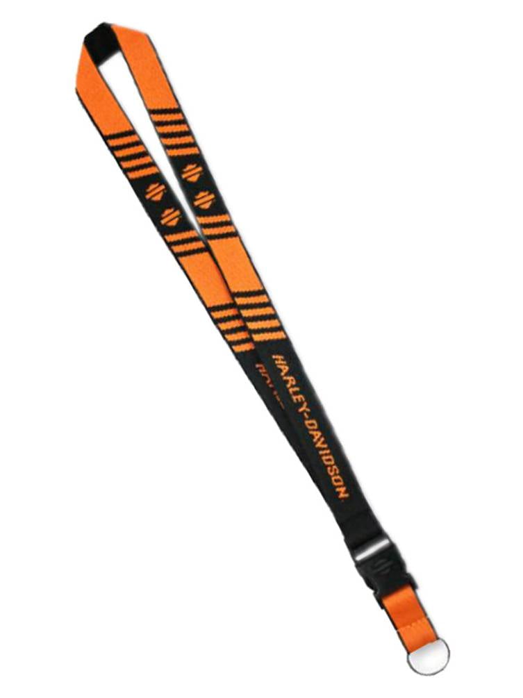HarleyDavidson HD Break Striped Bar & Shield Lanyard, Orange & Black