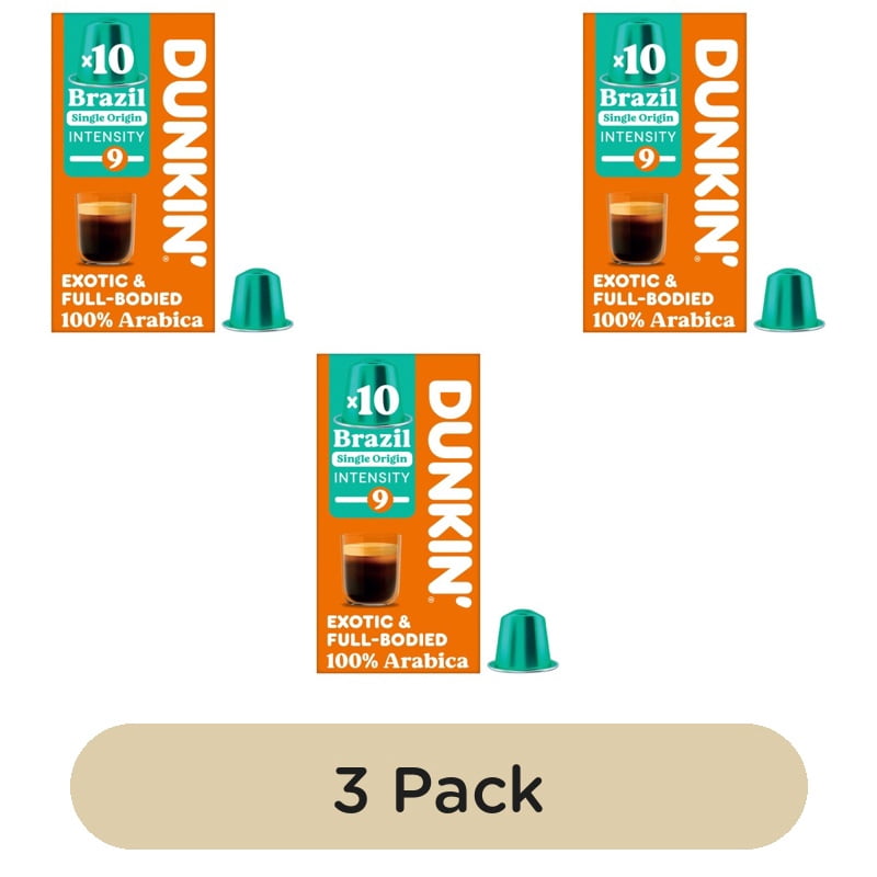 Dunkin Brazil Nespresso Compatible Coffee Pods, 10 pods per pack, British Import (Pack of 3)
