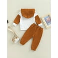 thumbnail image 4 of Franhais Baby Girls Boys Autumn Outfit Long Sleeve Patchwork Hoodie + Solid Color Drawstring Pants, 4 of 9
