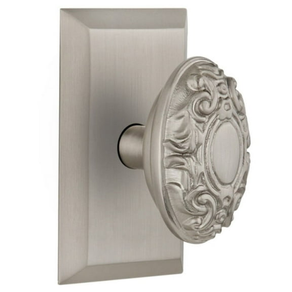 Nostalgic Warehouse Stuvic_Prv_234_Nk Victorian Solid Brass Privacy Door Knob Set - Nickel