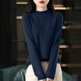 thumbnail image 2 of Gyexs Fall Sweaters for Women Solid Turtleneck Knit Sweater Knit Loose Thin Fall Winter Sweater Blouse Christmas Sweater, Navy, Size XL, 2 of 3