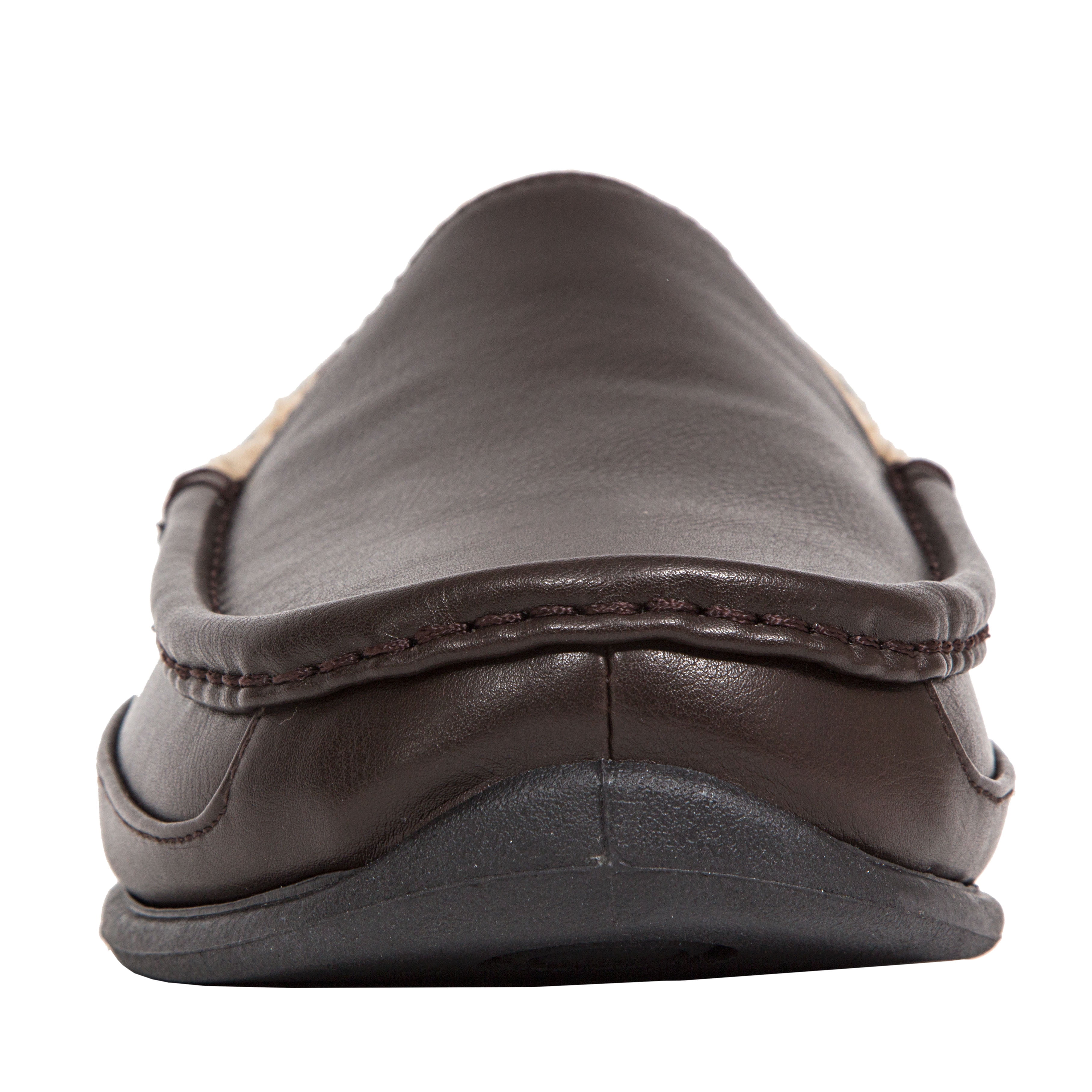 Deer Stags Men Plush Vegan Leather Slip On Loafer Slippers Spun Size US 9M Black Deer Stags Mens Spun Faux Leather Faux Fur Lined Loafer  main image 2