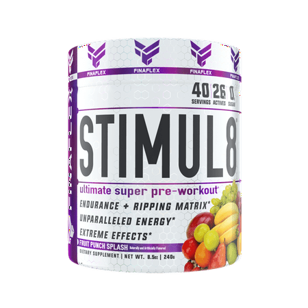Finaflex Stimul8 Pre Workout Powder, Fruit Punch Splash, 40 Servings