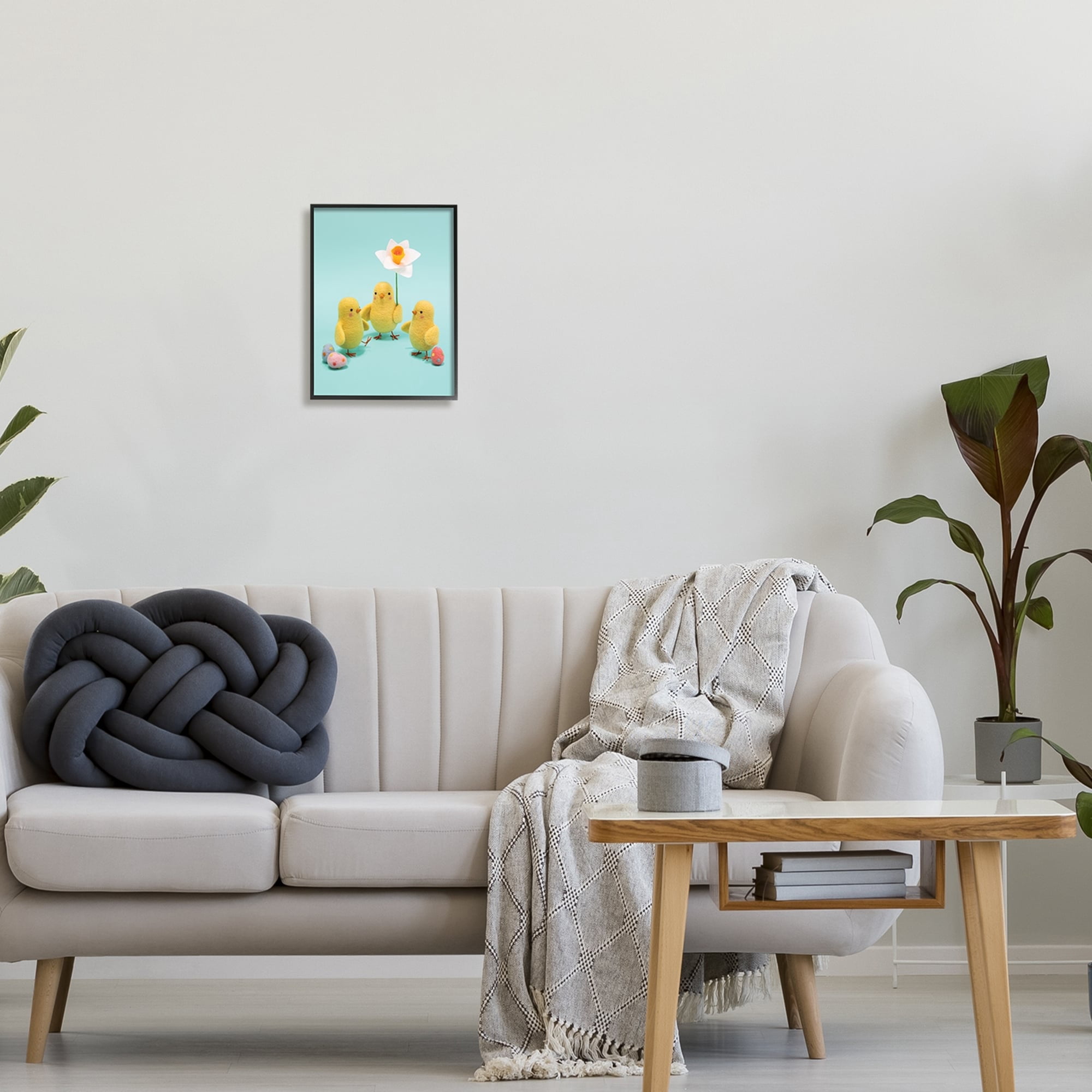 Stupell Industries Spring Chicks Floral Easter Eggs Holiday Photography Gray Framed Art Print Wall Art