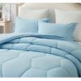 thumbnail image 3 of Chezmoi Collection Vero Chambray Blue Comforter Set Oversized Queen Size 3-Piece Fluffy Soft Lightweight Bedding Honeycomb Geometric Stone-Washed Microfiber Comforter Set for All Season, 3 of 8