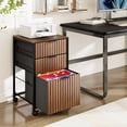 thumbnail image 3 of Ktaxon 3 Drawer File Cabinet, Fabric Drawers Printer Stand for Home Office, Fits Letter Size, Fluted Design Brown, 3 of 14
