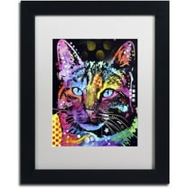 Trademark Fine Art "Thoughtful Cat" Canvas Art by Dean Russo, White Matte, Black Frame