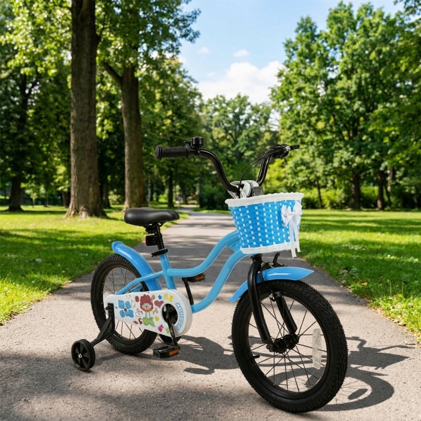 Redsmile Kids Bike 14 Inch with Training Wheels and Front Basket for Boys Girls Ages 3-5, 12 14 16 Inch Adjustable Seat Youth Bicycle for Toddlers, 110 lb Capacity, Multicolor