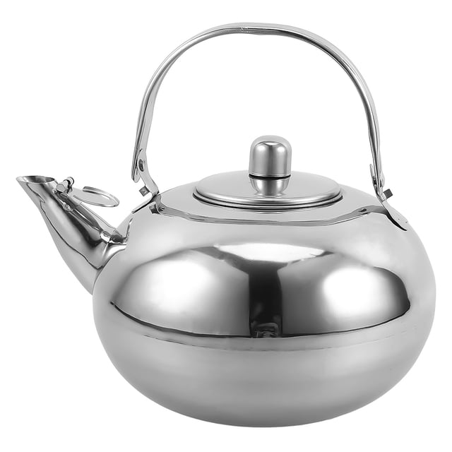 GOOHOCHY Tetera vintage de acero inoxidable con colador, ideal para preparar té suelto en la estufa. Tetera esmaltada para cocina de inducción.