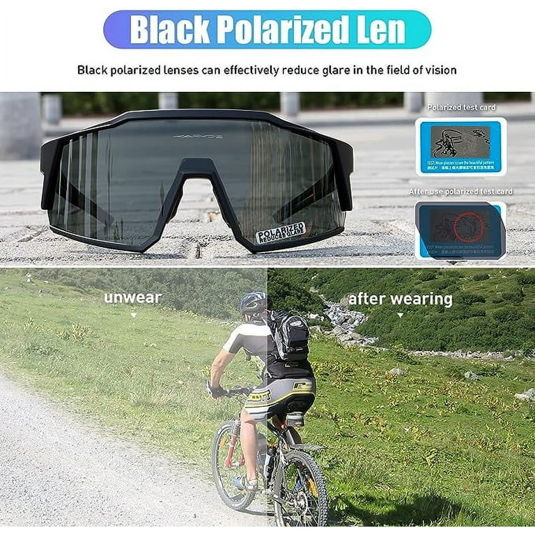 KAPVOE Polarized Cycling Glasses with 4 Interchangeable Lenses TR90 Sports  Sunglasses Women Men Running MTB Bike
