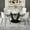 Table + Four White chairs-Style 1, variant on LUFTUT 5-Piece Dining Table Set, 42" Faux Marble Round Kitchen Table with 4 Black PU Upholstered Chairs for Small Spaces
