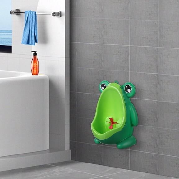 Xecvkr Whale Shape Hanging Child Standing Urinal Suction Cup Kids Toilet Training Tool with Hook Brush Easy Clean Potty Green