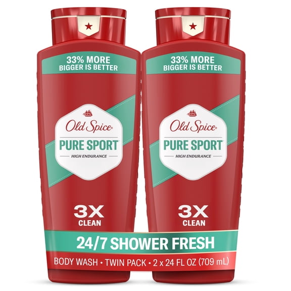 Old Spice Body Wash for Men, Pure Sport, 24/7 Shower Fresh, 24 fl oz, 2-Pack