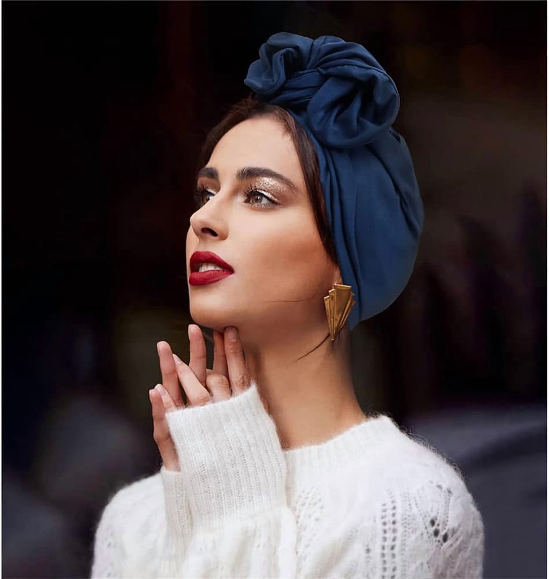 Zhengup 3 pcs Vintage French Female Turban Hat Fashion Bandana Headband Women's Soft Hair Cover Cap Ladies Head Wraps Muslim Headscarf Bonnet