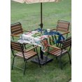 thumbnail image 3 of Outdoor Tablecloth with Umbrella Hole and Zipper, Christmas Snowman Square Table Cloth 60x60 Inch Waterproof Tablecloth, Winter Snowflakes Xmas Trees Navy Blue Picnic Table Cover for Patio Camping, 3 of 7