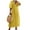 Yellow, variant on VONDA Women's Half Sleeve Holiday Party Loose Ruffle Hem Dress Buttons V Neck Shirt Dresses