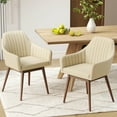 thumbnail image 2 of Costway Dining Chairs Set of 2 Upholstered Accent Chairs with Comfy Padded Backrest Beige, 2 of 9