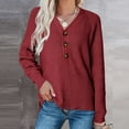 thumbnail image 4 of Miluxas Plus Size Sweater Tops On Seasonal Clearance Women's Soild Long Sleeve Pocket Knit Pullover V-neck Sweater Coat Red 12(XXL), 4 of 9