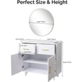 thumbnail image 6 of OmySalon Salon Stations for Hair Stylist, Styling Station Wall Mount Barber Station with Round Mirror & Hair Dryer Holders, Salon Storage Cabinet for Beauty Spa Dresser, White, 6 of 8