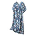 thumbnail image 1 of MAOWAPLG Longues Chemises de Nuit pour Femmes Confort d'Été Mode Imprimé Col Rond Manches Courtes Longues Chemises de Nuit, 1 of 1