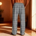 thumbnail image 4 of Fewfanhot Men's Plaid Print Pajama Pants Loose Straight Vintage & Elastic Waist Casual Leisure Sleepwear Pants with Pockets, 4 of 9