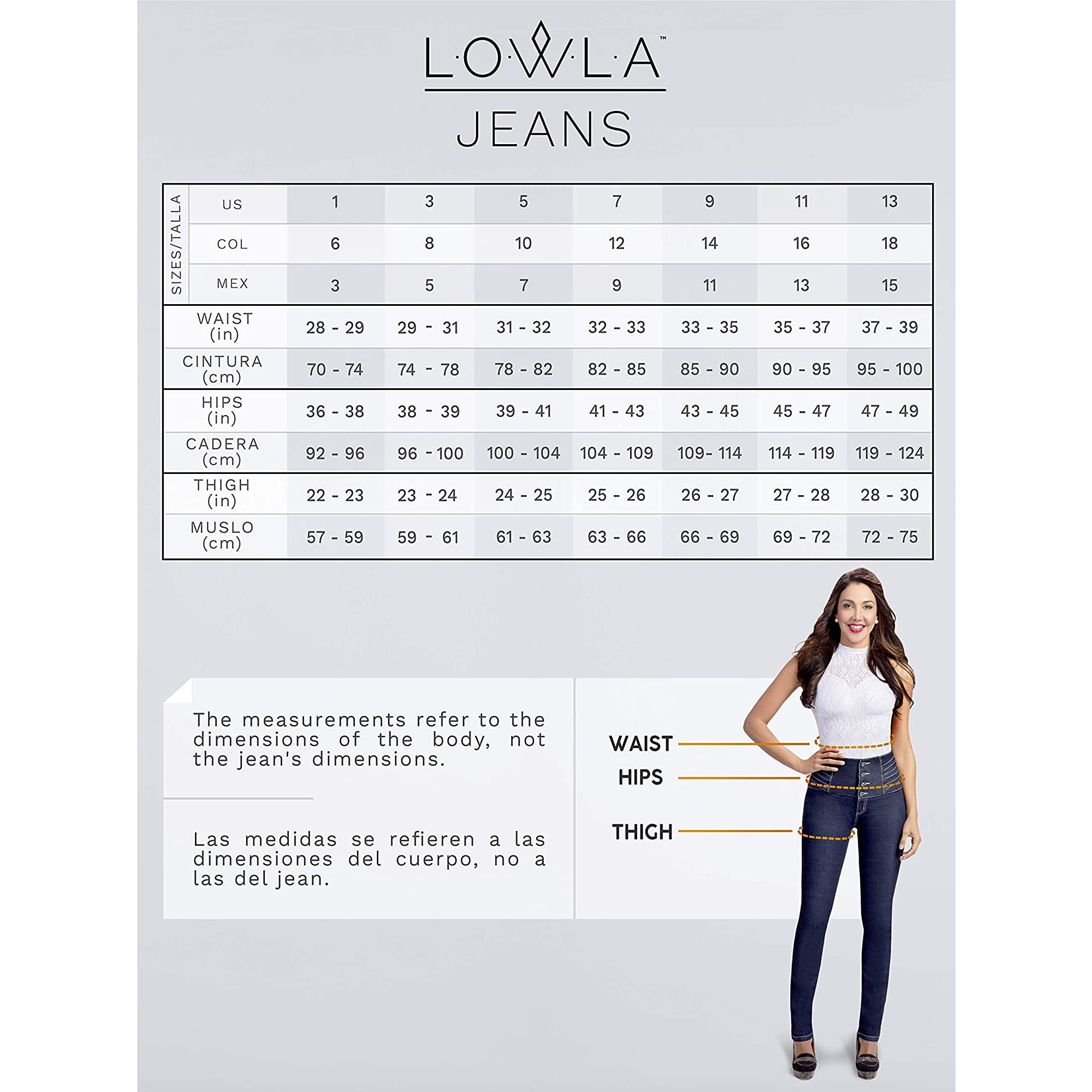 Jeans tallas hotsell