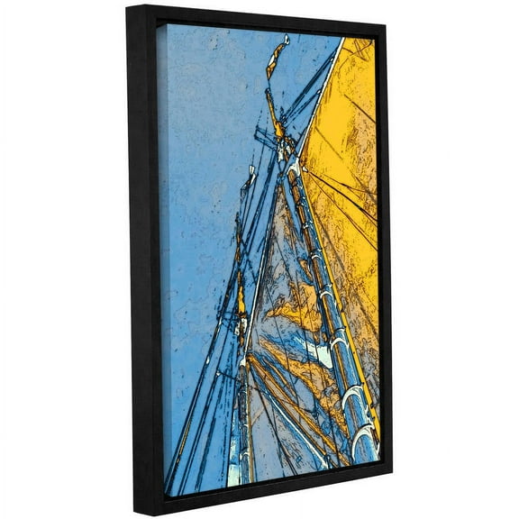 ArtWall Linda Parker "Yellow Sails At Sea" Gallery-wrapped Floater-framed Canvas