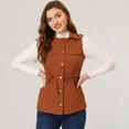 thumbnail image 2 of INSPIRE CHIC Gilet Cargo Sans Manches à Fermeture Éclair et Taille à Cordon pour Femme Brun Rouge TG, 2 of 5