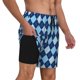 thumbnail image 2 of Balery Blue Squares Bañador para hombre, shorts de playa de secado rápido con entrepierna y forro de compresión-Medium, 2 of 6