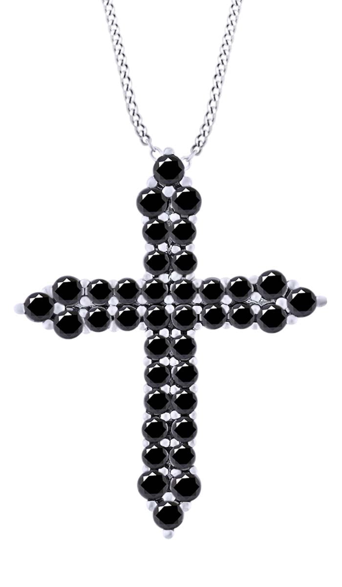 Round Cut Simulated Black Spinel Cross 