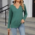 thumbnail image 4 of Scyoekwg Casual Long Sleeve Shirts for Women V-Neck Lightweight Slim Tops Vintage Loose Fashion Dressy Blouses Fall Clothes Solid Color Tops(Army Green,S), 4 of 6