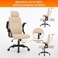 thumbnail image 4 of GASEE Leather Office Chair, Big and Tall Office Chair 400LBS Wide Seat Ergonomic Computer Desk Chair High Back Executive Leather Chair Adjustable Task Chair Lumbar Back with 1-Year Warranty, Beige, 4 of 12