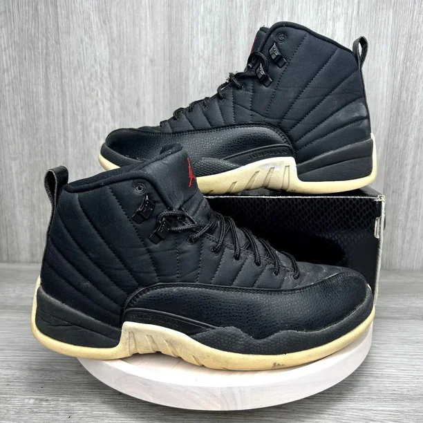 Ni - ke Ni - ke Air Jordan 12 Retro Neoprene Nylon Black Taxi Sz 9 130690-004 Sneakers OG