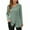 004 Green, variant on Womens Long Sleeve V-Neck Knit Sweaters Front Slit Button Down Tops Casual Solid Color Loose Fit Sweaters Tops