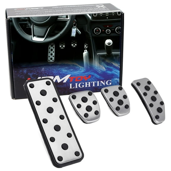 4pc Set Track Design Silver Aluminum Foot Pedal Covers For Subaru Impreza Outback w/Manual Transmission