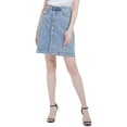 thumbnail image 1 of Womens Vintage Stretch Denim Jean Button Flare Skirt with Side Pocket, 1 of 5