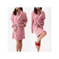 thumbnail image 2 of Michellecmm Women Winter Plush Robe Long Sleeve Lapel Tie-up Stripe Heart Candy Triangle Prints Sleepwear Loungewear, 2 of 9