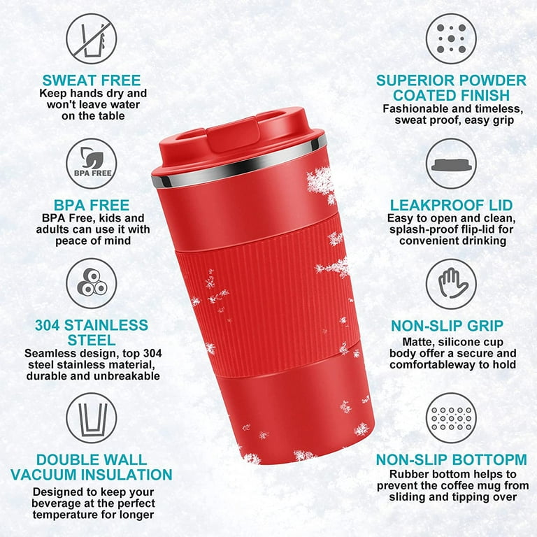 Reusable Insulated Stainless Steel Travel Mug for Hot and Cold