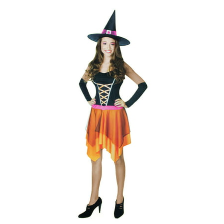 Teen Witch Costume Orange and Black 1-3