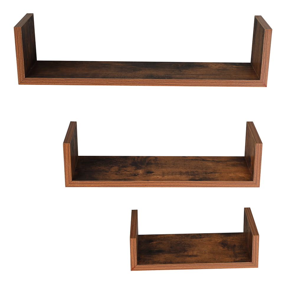 Details about   Set of 3 Floating Display Shelves Ledge Bookshelf Wall Mount Storage Home Brown 