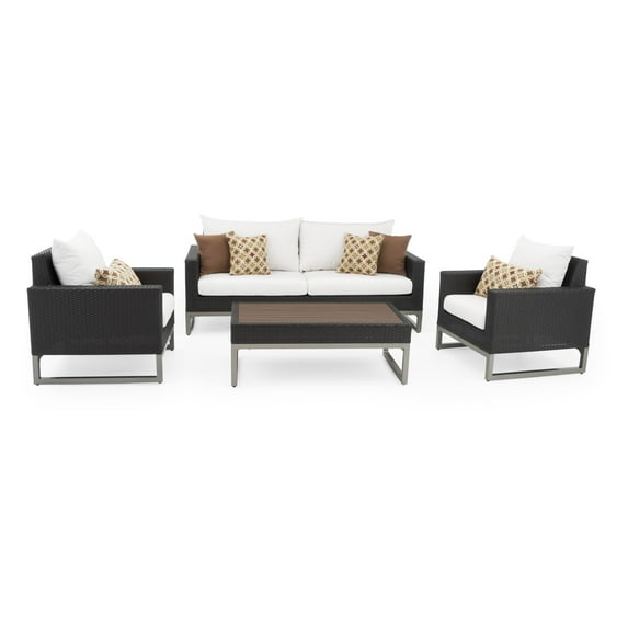 RST Brands Milo Espresso Wicker 4 Piece Patio Conversation Set