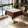 thumbnail image 6 of Christmas Square Tablecloth, Ruffled Christmas Plaid Polyester Blend Table Cover for Dining Table and Holiday Party, 24 x 24 in, 6 of 6