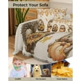 thumbnail image 4 of Thanksgiving Sofa Couch Covers for Dog,Washable Sofa Throw Cover Single Slipcovers for Armchair with Tassels,Animal Pumpkin Sunflower Retro Beige Couch Protector Towel Blanket Medium 71''x91'', 4 of 8