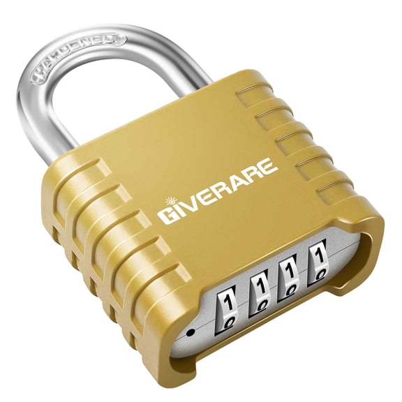 Heavy Duty Combination Padlock 4-Digit, Large Outdoor Lock Metal, Alloy Locks with Hardened Steel Shackle, High Security Weatherproof Padlocks for Gym, School, Locker, Fence, Gate, Hasp, Case-Yellow